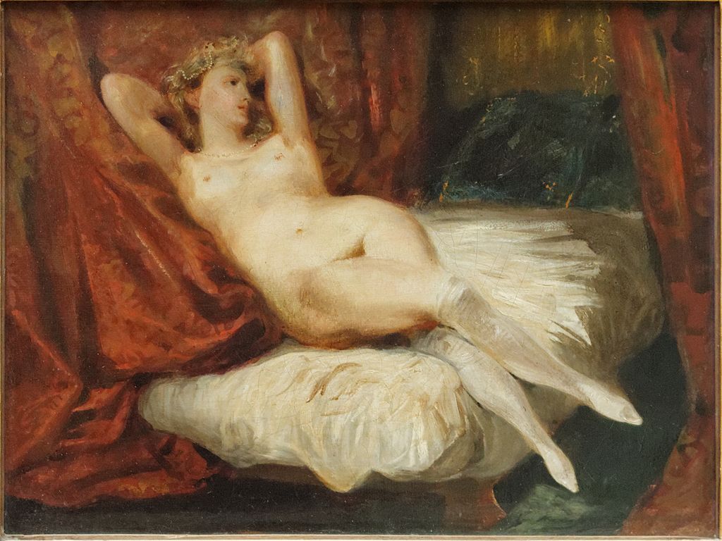 Eugène Delacroix, Donna sdraiata sul divano (1825; olio su tela, 33 x 26 cm; Parigi, Louvre)
