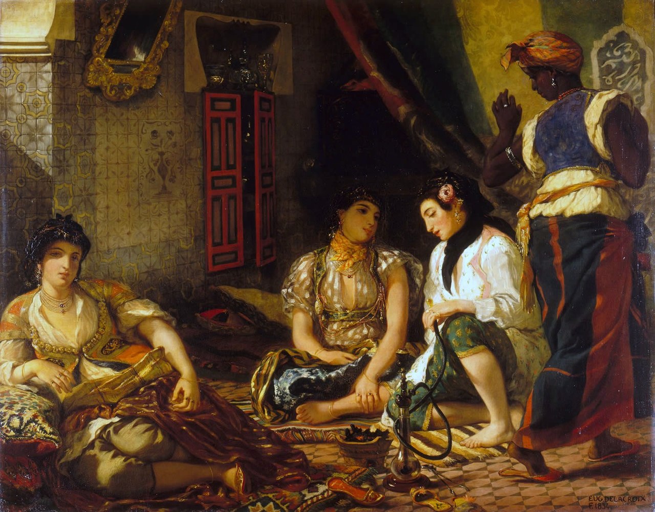 Eugène Delacroix, Donne di Algeri (1834; olio su tela, 180 x 229 cm; Parigi, Louvre)
