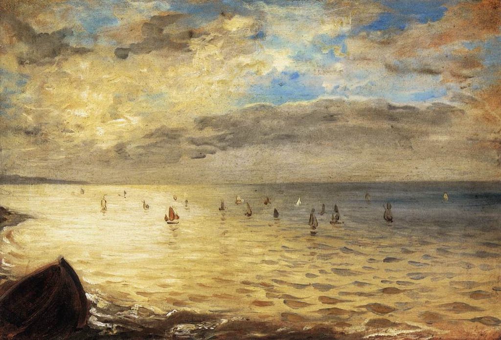 Eugène Delacroix, Il mare da Dieppe (1852; olio su cartone montato su tavola, 35 x 51 cm; Parigi, Louvre)
