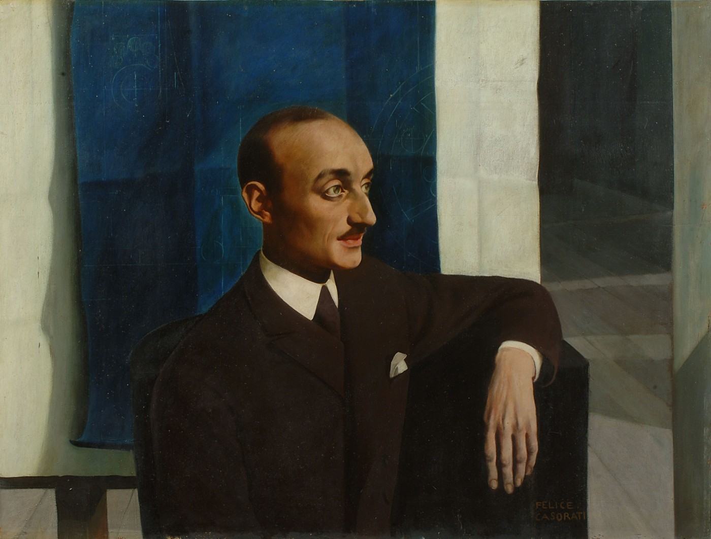Felice Casorati, Ritratto dell'ingegner Beria (1924-1925; tempera su tavola, 75 x 100 cm; Torino, GAM)
