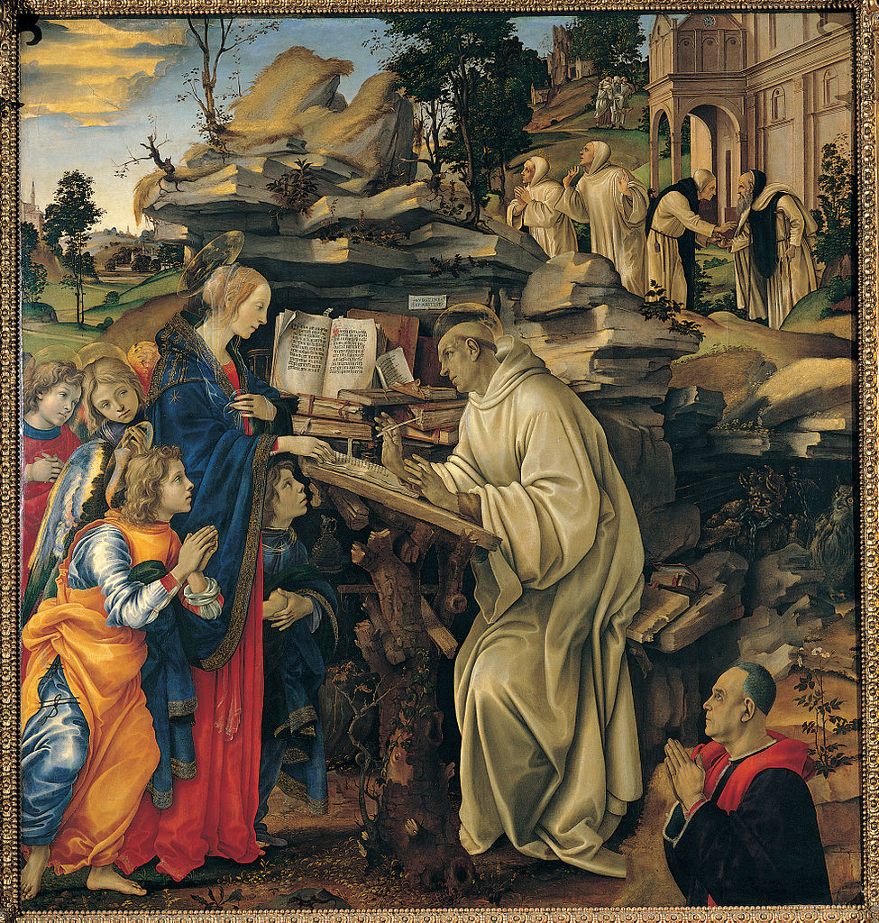 Filippino Lippi, Apparizione della Vergine a san Bernardo (1484-1485; olio su tavola, 210 x 195 cm; Firenze, Badia Fiorentina)
