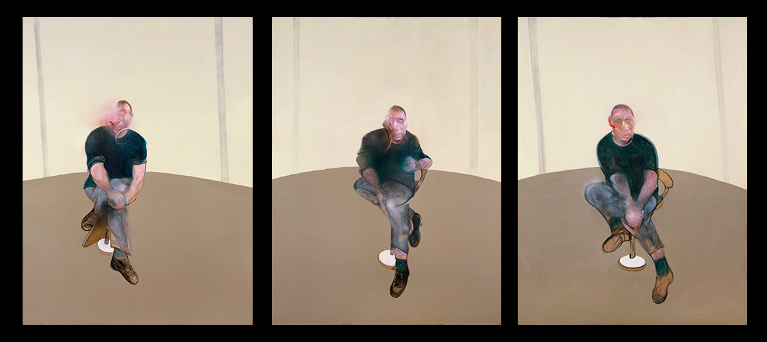 Francis Bacon, Study for a Self-Portrait—Triptych (1985-1986; olio su tela, 198 x 147,5 cm; Londra, Marlborough Fine Art)
