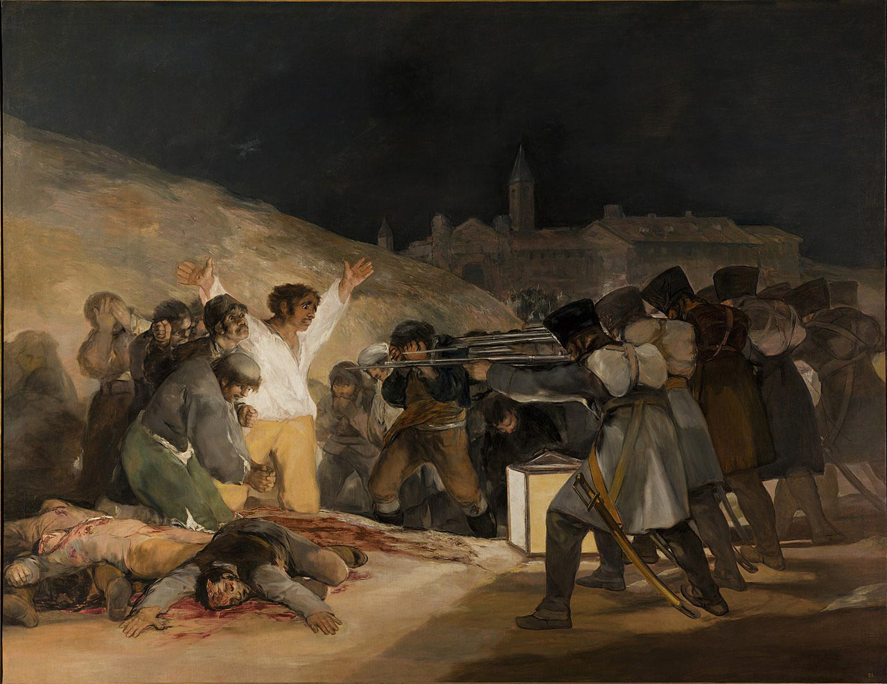 Francisco Goya, Il 3 maggio 1808 (1814; olio su tela, 266 x 345 cm; Madrid, Museo del Prado)
