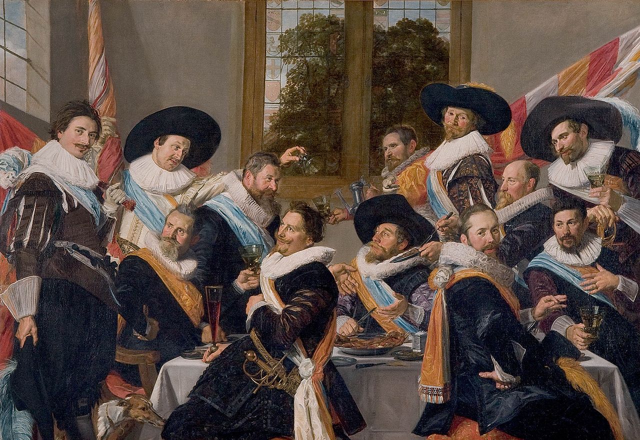 Frans Hals, Riunione degli ufficiali della Compagnia di Sant’Adriano (1627; olio su tela, 183 x 266,5 cm; Haarlem, Frans Hals Museum)
 Frans Hals, Riunione degli ufficiali della Compagnia di Sant’Adriano (1627; olio su tela, 183 x 266,5 cm; Haarlem, Frans Hals Museum)