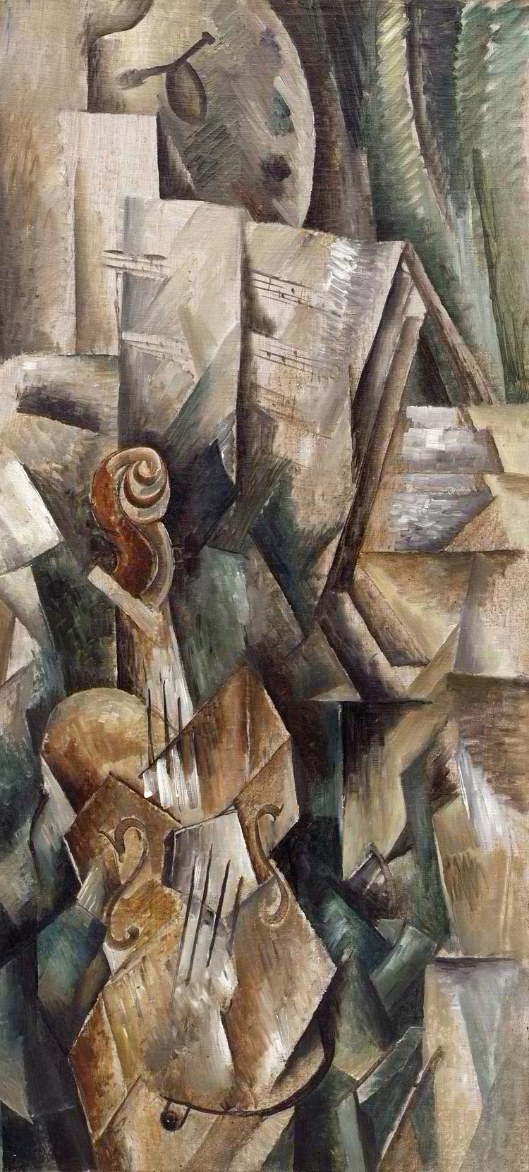 Georges Braque, Violon et Palette (1909; olio su tela, 91,7 x 42,8 cm; New York, Solomon R. Guggenheim Museum)
