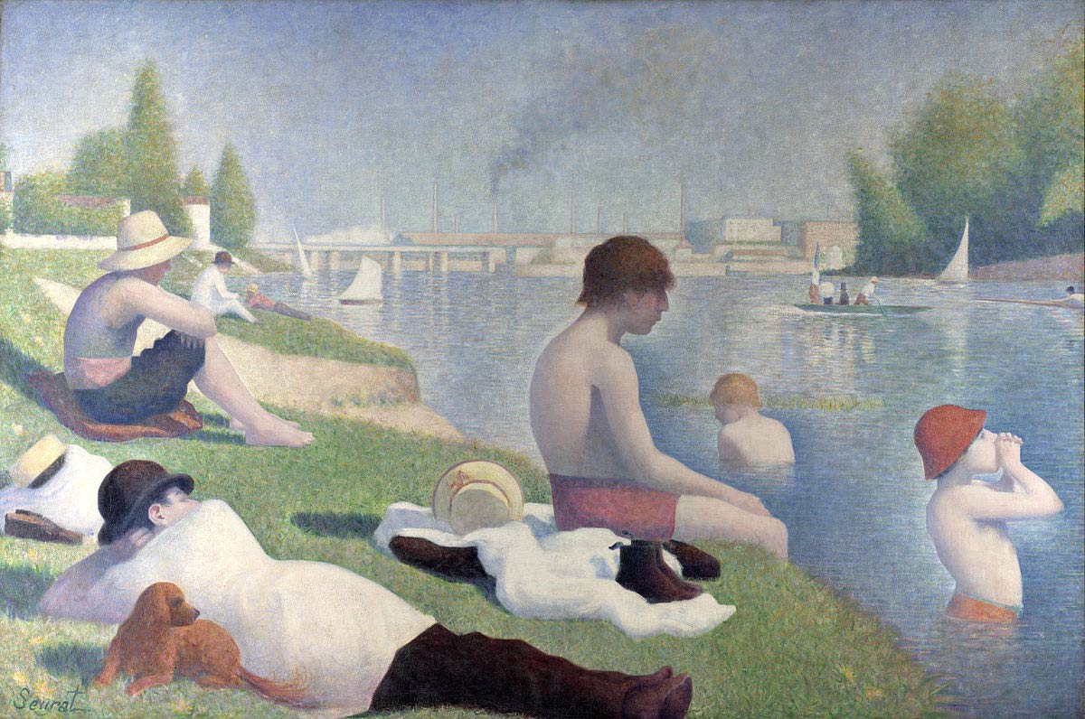 Georges Seurat, Un bagno ad Asnières (1884; olio su tela, 201 x 300 cm; Londra, National Gallery)
 Georges Seurat, Un bagno ad Asnières (1884; olio su tela, 201 x 300 cm; Londra, National Gallery)