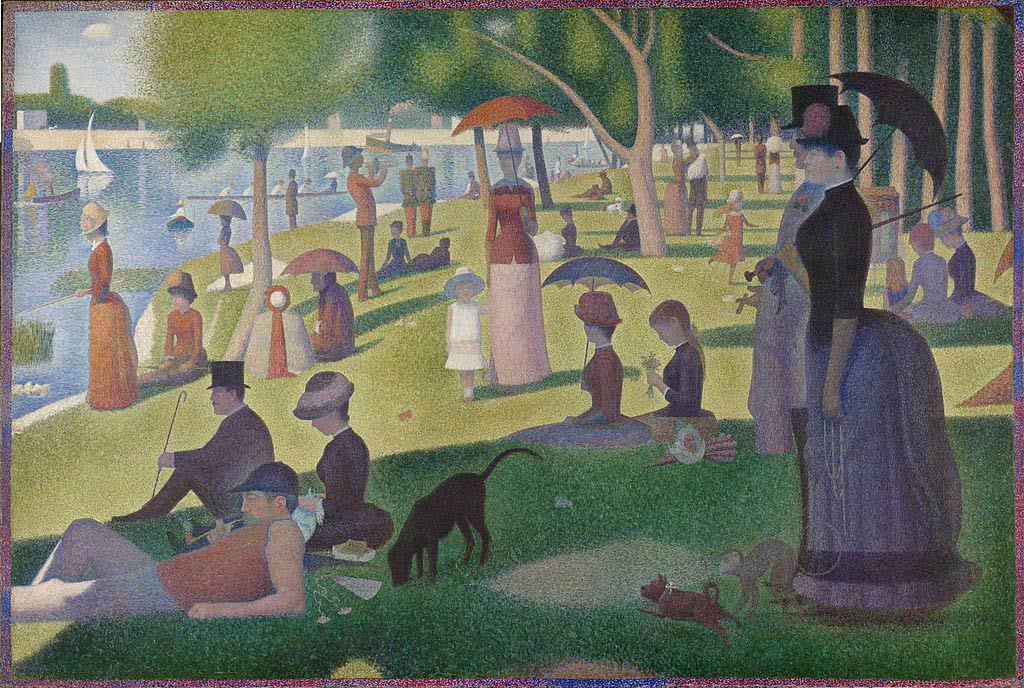 Georges Seurat, Una domenica alla Grande-Jatte (1884-1886; olio su tela, 207 x 308 cm; Chicago, The Art Institute)
 Georges Seurat, Una domenica alla Grande-Jatte (1884-1886; olio su tela, 207 x 308 cm; Chicago, The Art Institute)