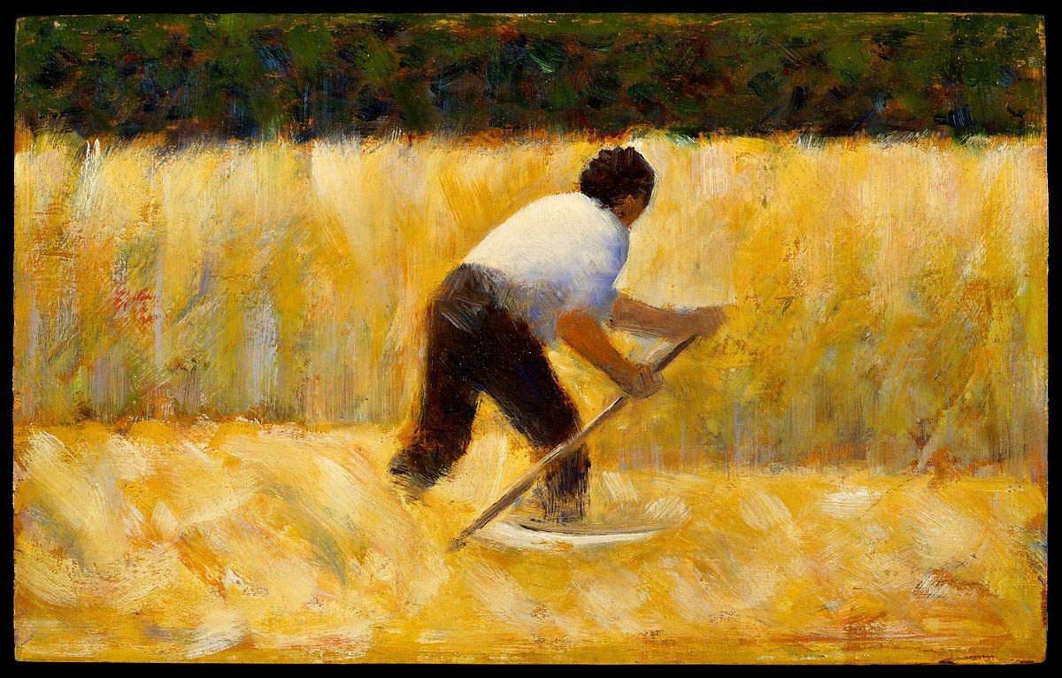 Georges Seurat, Il tagliaerba (1881-1882; olio su tavola, 16,5 x 21 cm; New York, Metropolitan Museum)
 Georges Seurat, Il tagliaerba (1881-1882; olio su tavola, 16,5 x 21 cm; New York, Metropolitan Museum)