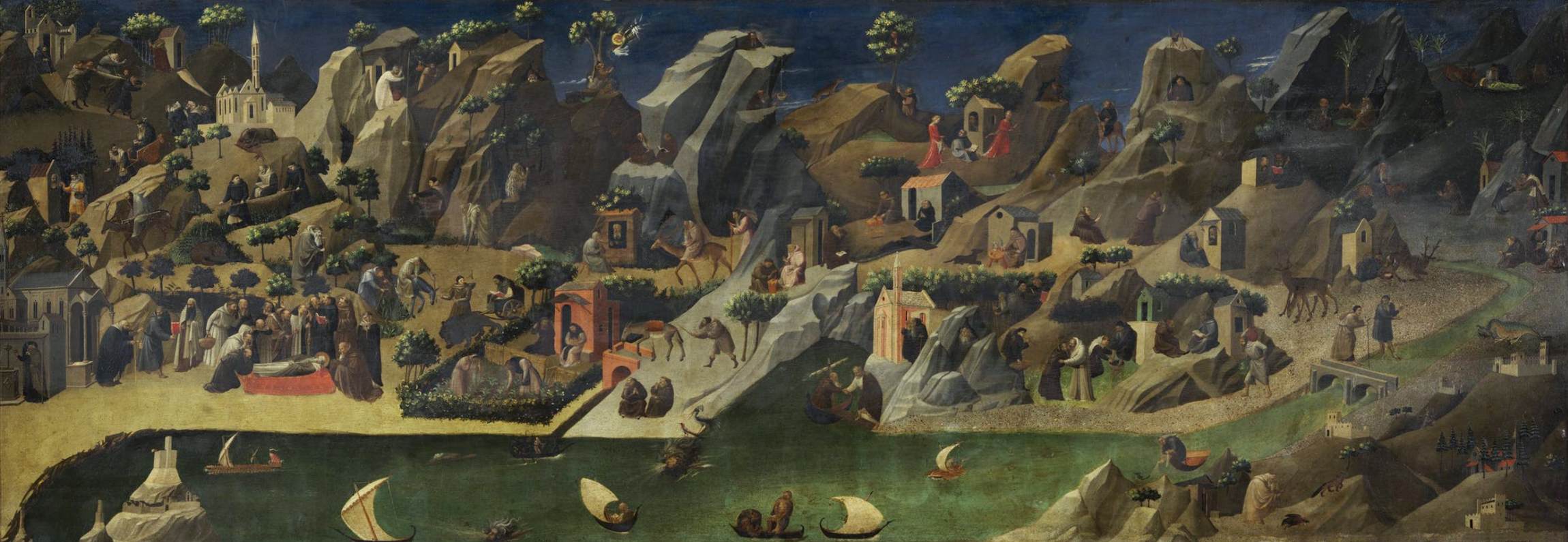 Gherardo Star
nina, Tebaide (1410 circa; tempera su tavola, 80 x 216 cm; Firenze, Galleria degli Uffizi)
