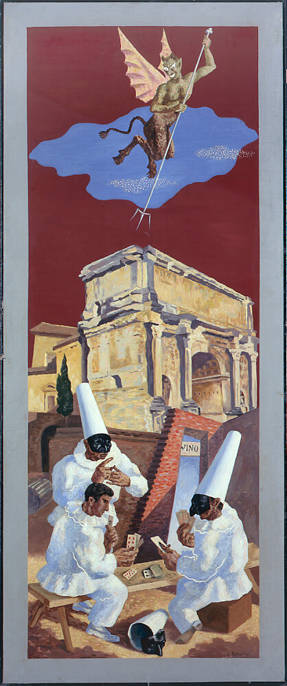 Gino Severini, Le demon du jeu (1928; olio su tela, 160 x 66 cm; Milano, Pinacoteca di Brera)