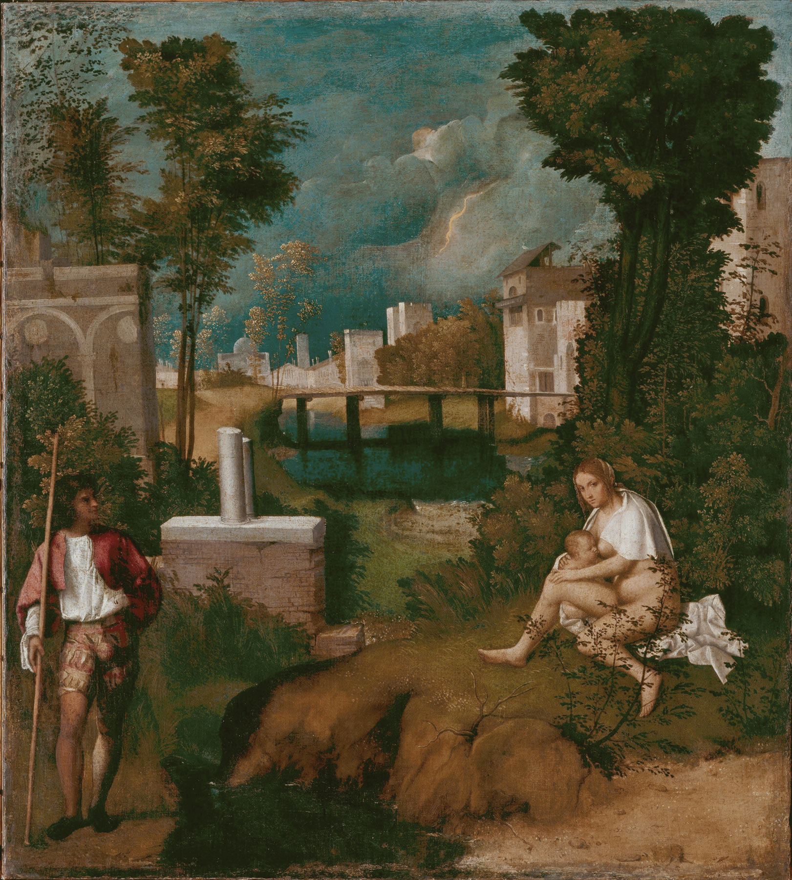Giorgione, La Tempesta (1502-1505; olio su tela, 83 x 73 cm; Venezia, Gallerie dell’Accademia)