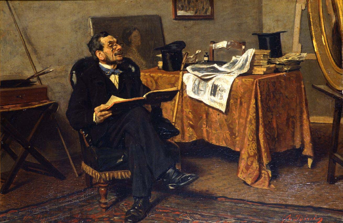 Giovanni Boldini, L’amatore delle arti (1866; olio su tela, 32x47 cm; Roma, Galleria Nazionale d'Arte Moderna e Contemporanea)
