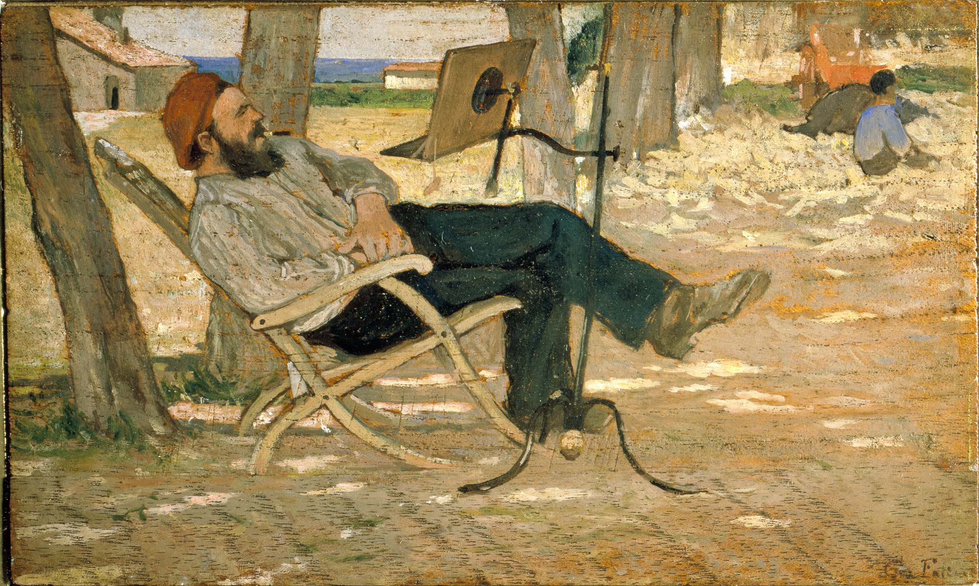 Giovanni Fattori, Diego Martelli a Castiglioncello (1867; olio su tavola,13x30 cm; Collezione privata)
