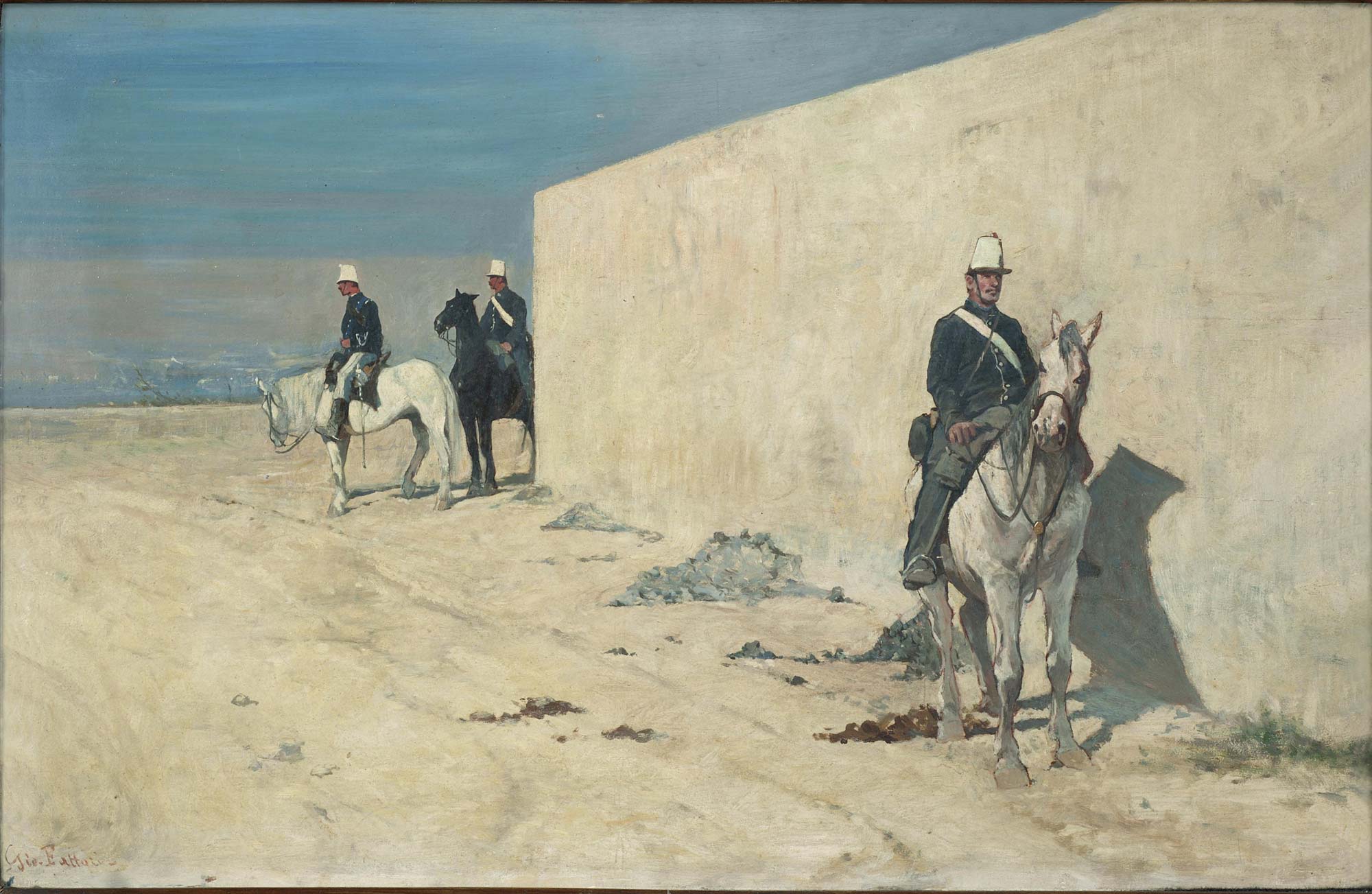 Giovanni Fattori, In vedetta (il muro bianco) (1872; olio su tela, 34,5x54,5 cm; Trissino, Fondazione Progetto Marzotto)
