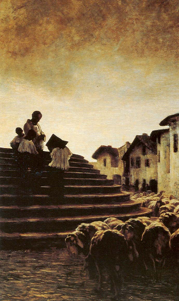 Giovanni Segantini, La benedizione delle pecore (1884; olio su tela, 198 x 120 cm; Sankt Moritz, Segantini Museum)
