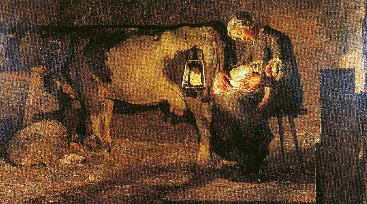 Giovanni Segantini, Le due madri (1889-1890; olio su tela, 157 x 280 cm; Milano, Galleria d’Arte Moderna)
