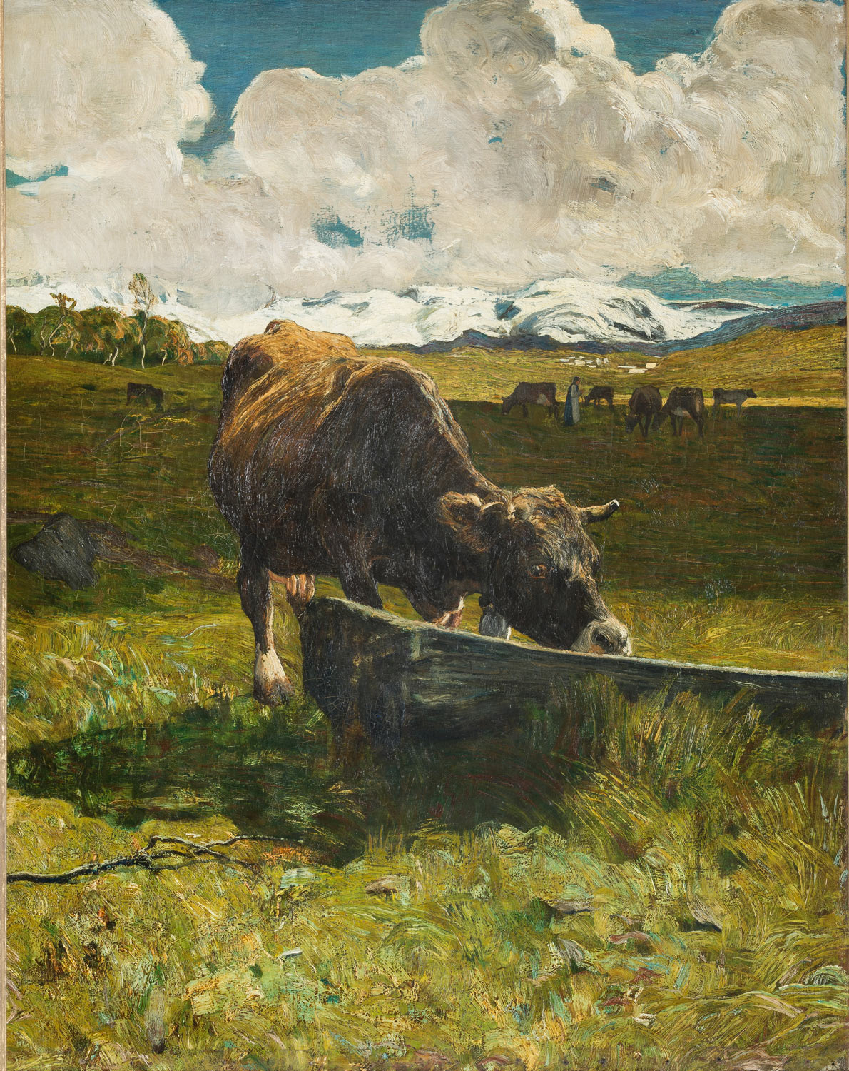 Giovanni Segantini, Vacca bruna all’abbeveratoio (1887; olio su tela, 88 x 70 cm; Milano, Galleria d’Arte Moderna, Inv. GAM 7595)
