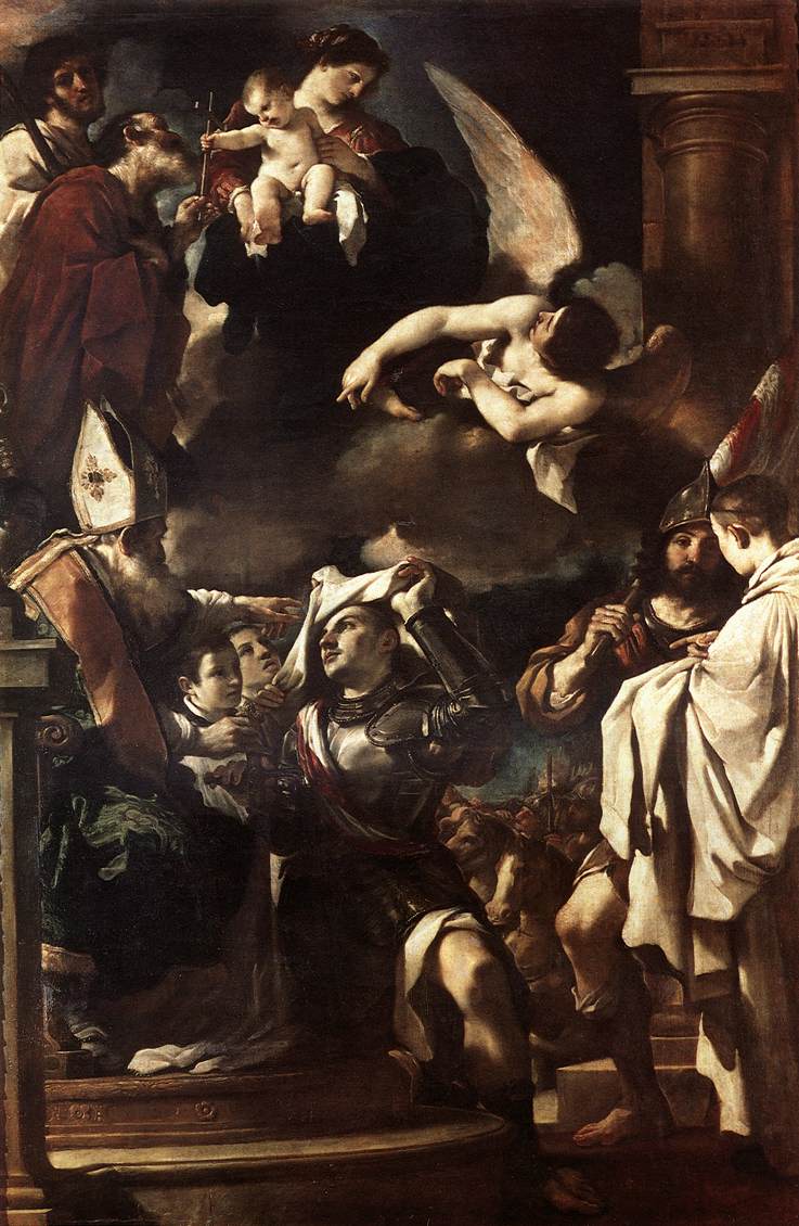 Guercino, Vestizione di san Guglielmo (1620; olio su tela, 349 x 231 cm; Bologna, Pinacoteca Nazionale)
