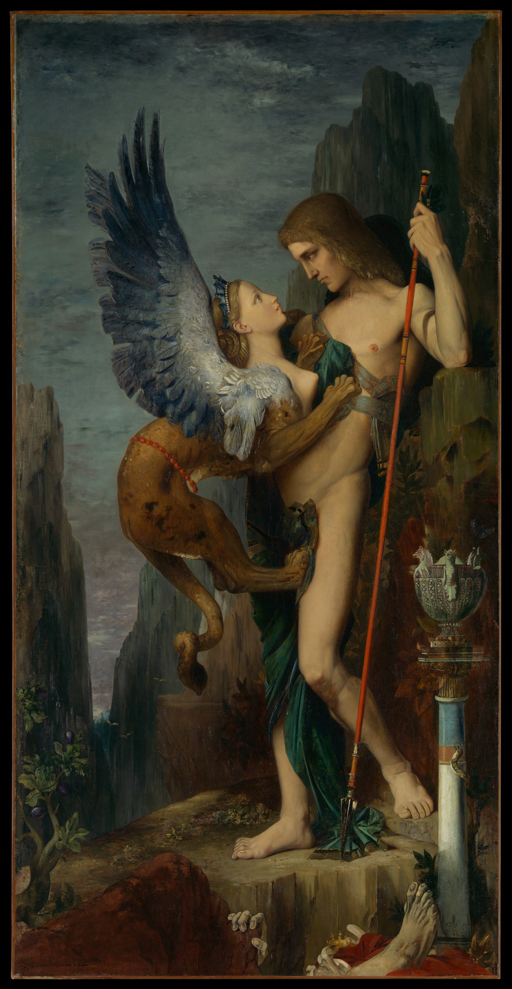 Gustave Moreau, L'Edipo e la Sfinge (1864; olio su tela, 206 x 105 cm; New York, Metropolitan Museum of Art)
