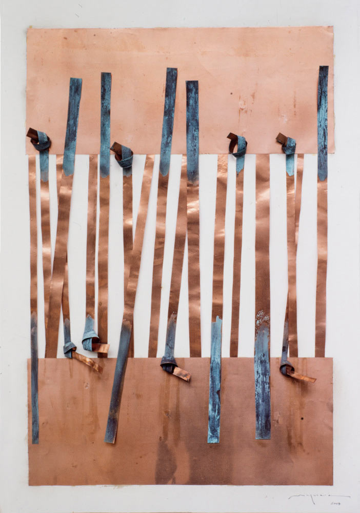 Hidetoshi Nagasawa, Sans titre (2004 ; collage sur cuivre sur papier, 100 x 70 cm) Hidetoshi Nagasawa, Sans titre (2004 ; collage sur cuivre sur papier, 100 x 70 cm)