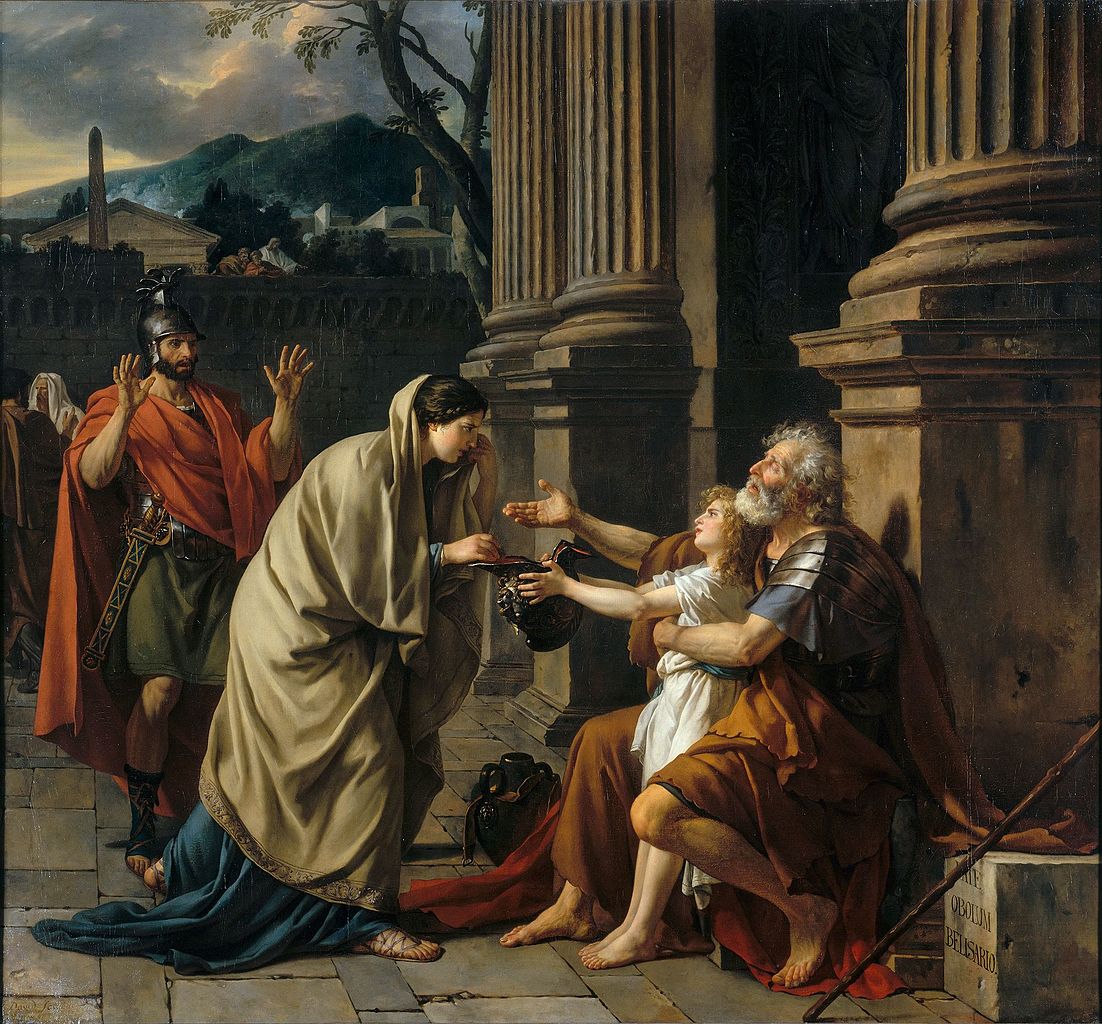 Jacques-Louis David, Belisario chiede l’elemosina (1781; olio su tela, 312 x 288 cm; Lille, Musée des Beaux-Arts)
