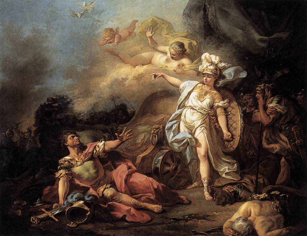 Jacques-Louis David, Minerva che combatte Marte (1771; olio su tela, 114 x 140 cm; Parigi, Louvre)
