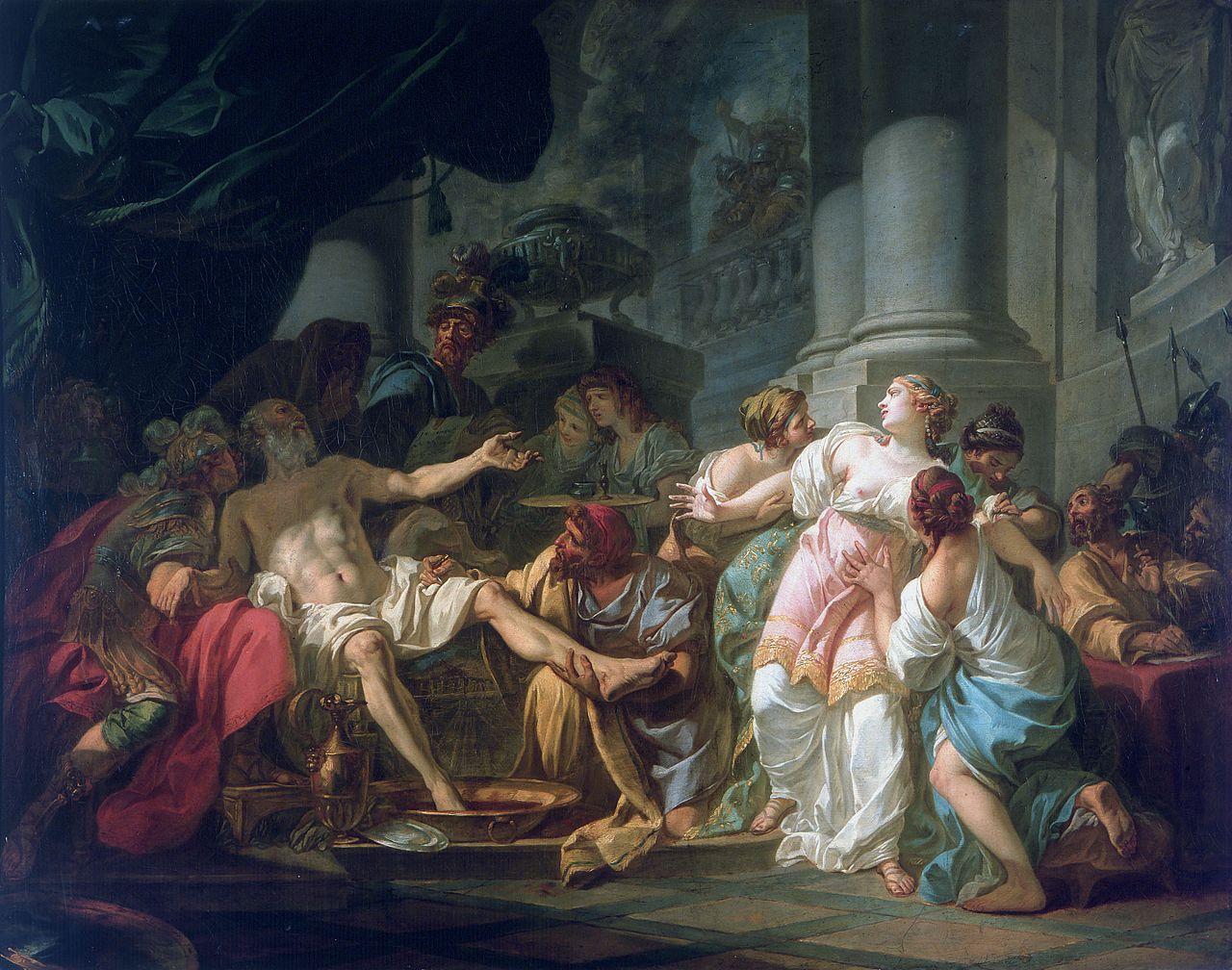 Jacques-Louis David, La morte di Seneca (1773; olio su tela, 147,3 x 180,3 cm; Parigi, Petit Palais)
