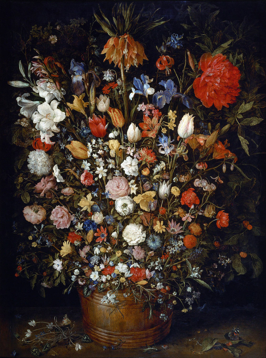 Jan Bruegel, Fiori in un vaso di legno (1606-1607; olio su tavola, 98 x 73 cm; Vienna, Kunsthistorisches Museum)
 Jan Bruegel, Fiori in un vaso di legno (1606-1607; olio su tavola, 98 x 73 cm; Vienna, Kunsthistorisches Museum)
