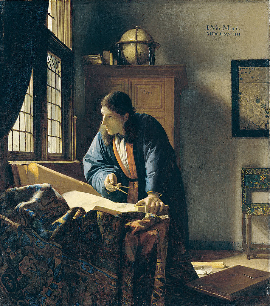 Jan Vermeer, Il geografo (1669; olio su tela, 45,4 x 51,6 cm; Francoforte, Städel Museum)
 Jan Vermeer, Il geografo (1669; olio su tela, 45,4 x 51,6 cm; Francoforte, Städel Museum)