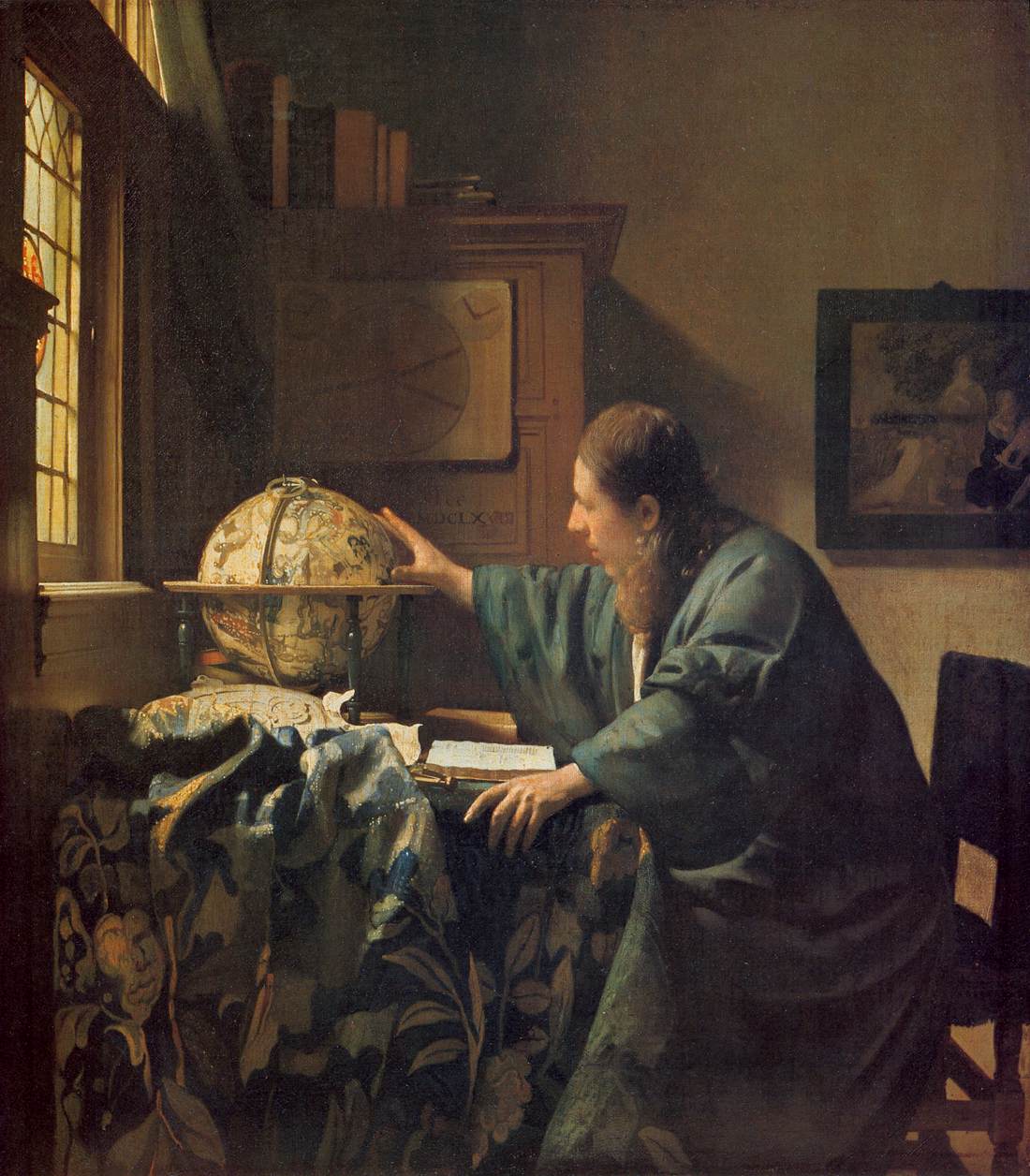 Jan Vermeer, L’astronomo (1668 circa; olio su tela, 50 x 45 cm; Parigi, Louvre)
 Jan Vermeer, L’astronomo (1668 circa; olio su tela, 50 x 45 cm; Parigi, Louvre)