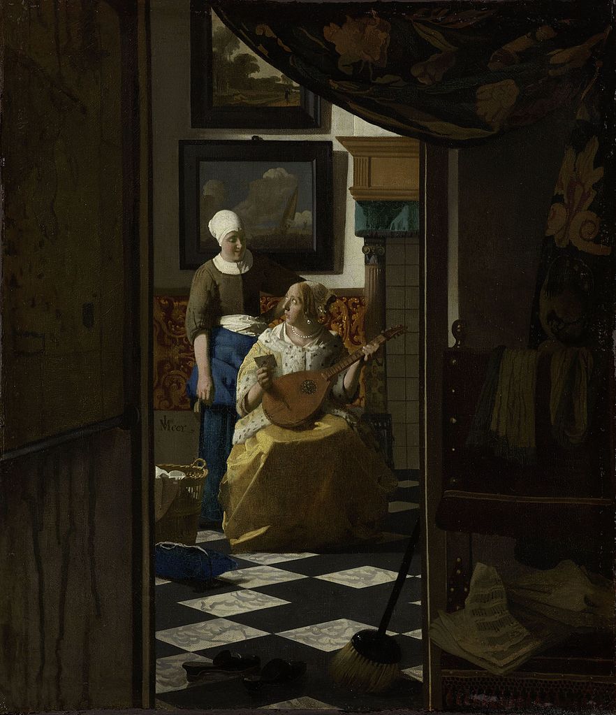 Jan Vermeer, La lettera d'amore (1669-1670 circa; olio su tela, 44 x 38,5 cm; Amsterdam, Rijksmuseum)
 Jan Vermeer, La lettera d'amore (1669-1670 circa; olio su tela, 44 x 38,5 cm; Amsterdam, Rijksmuseum)