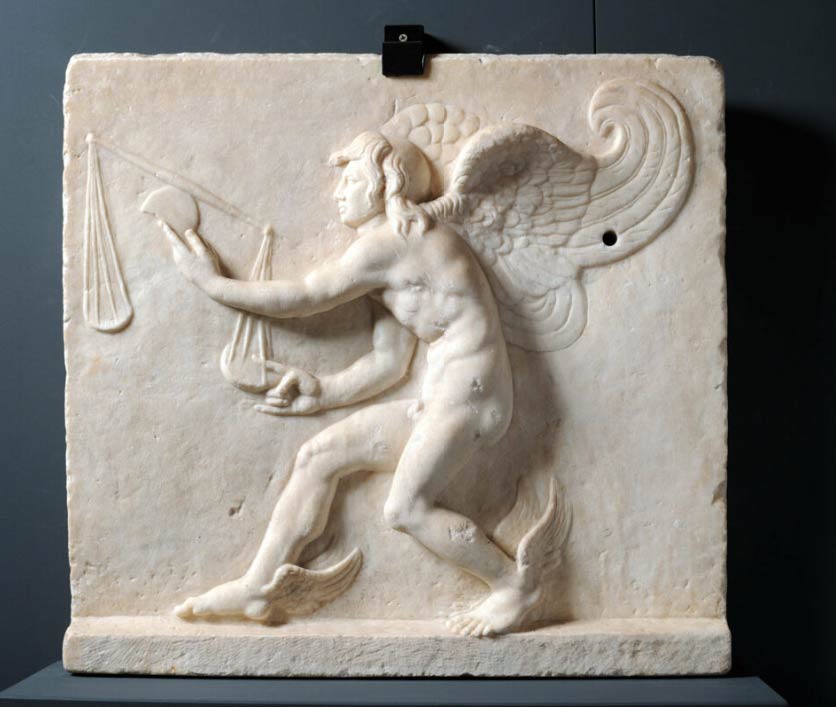 Copia romana da un originale greco, KairÃ³s (II secolo d.C.; marmo pentelico, 62 x 55 cm; Torino, Musei Reali, Museo di Antichità)