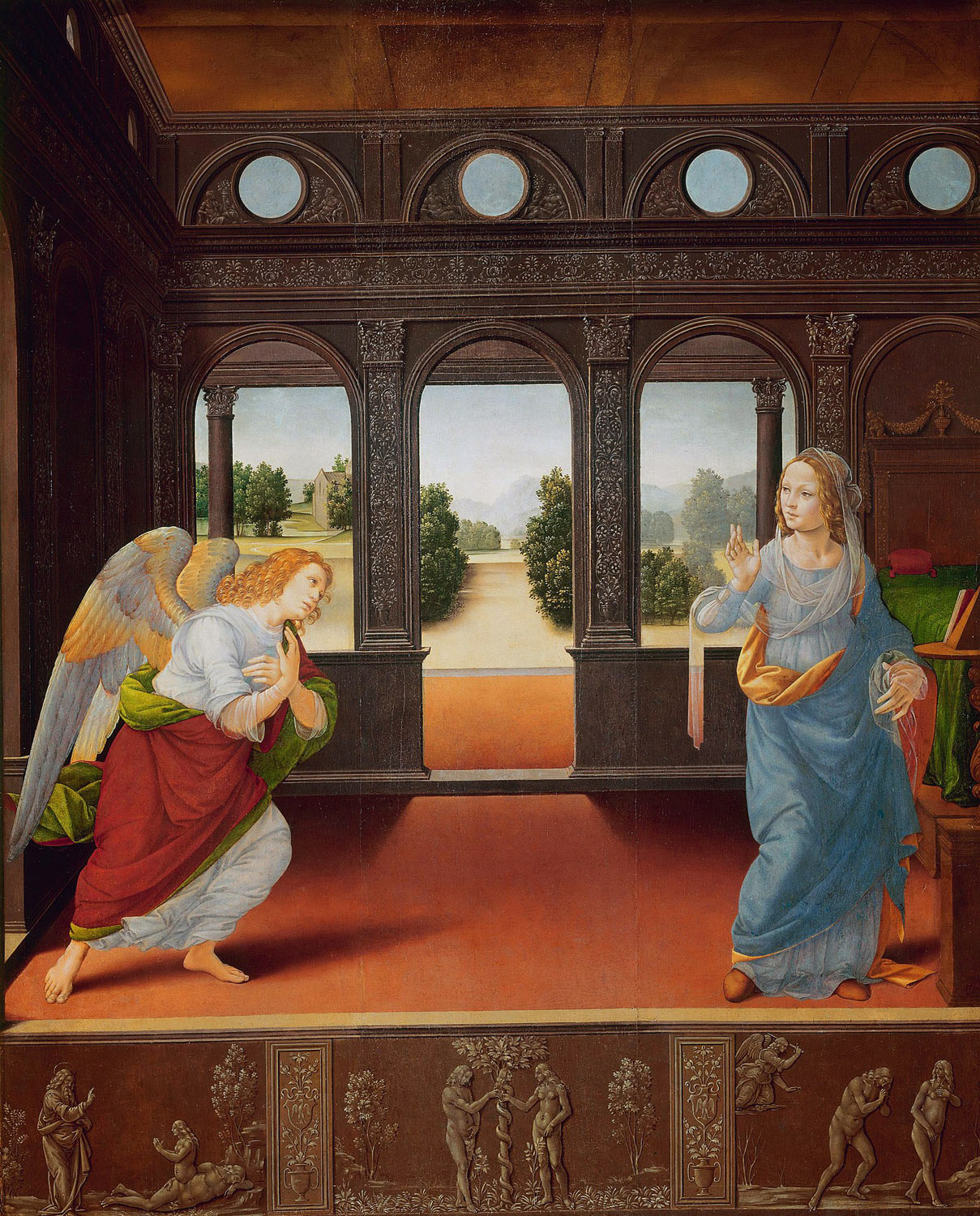 Lorenzo di Credi, Annunciazione (1480; olio su tela, 88 x 71 cm; Firenze, Gallerie degli Uffizi)
