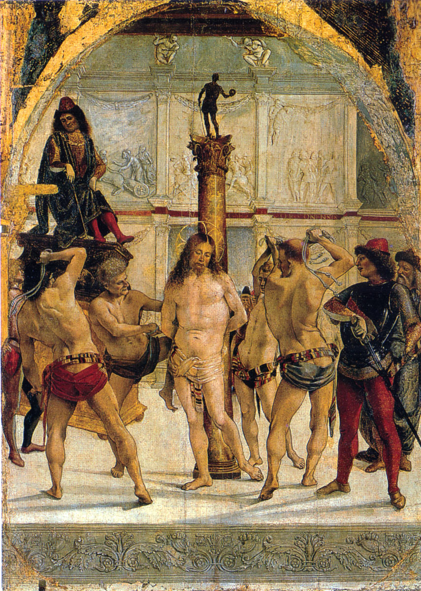 Luca Signorelli, Flagellazione (1480 circa; tempera su tavola, 84 x 60 cm; Milano, Pinacoteca di Brera)
