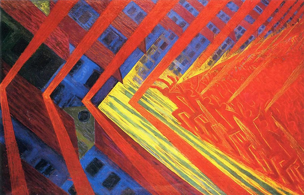 Luigi Russolo, La Rivolta (1911; olio su tela, 150,8 x 230,7 cm; L’Aia, Kunstmuseum)
