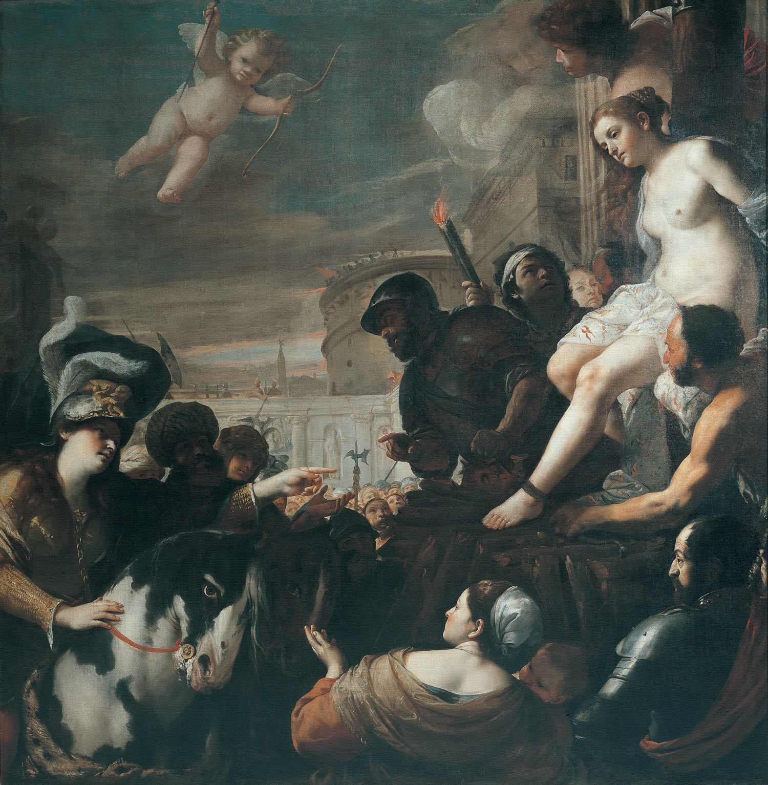 Mattia Preti, Clorinda libera Olindo e Sofronia dal rogo (1646; olio su tela, 248 x 245 cm; Genova, Musei di Strada Nuova, Palazzo Rosso)
