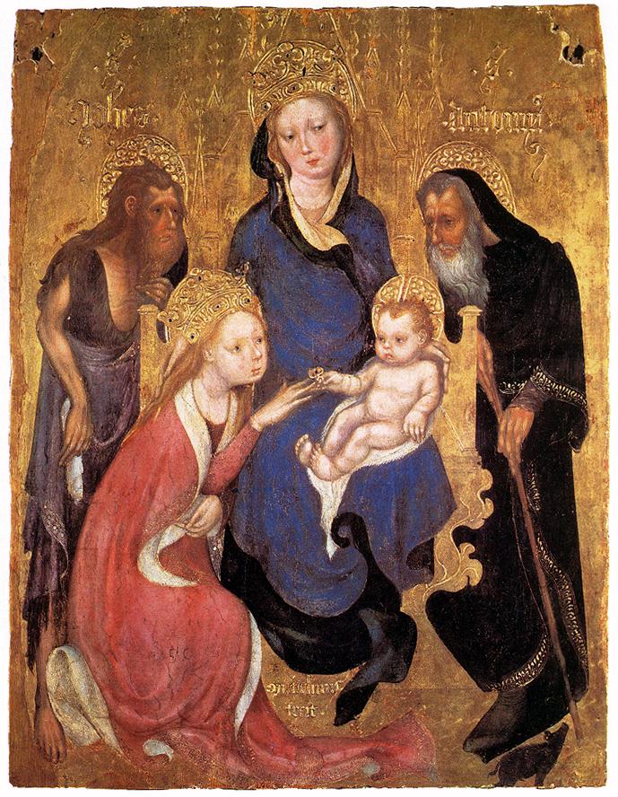 Michelino da Besozzo, Matrimonio mistico di santa Caterina (1420 circa; tempera su tavola, 75 x 58 cm; Siena, Pinacoteca Nazionale)
