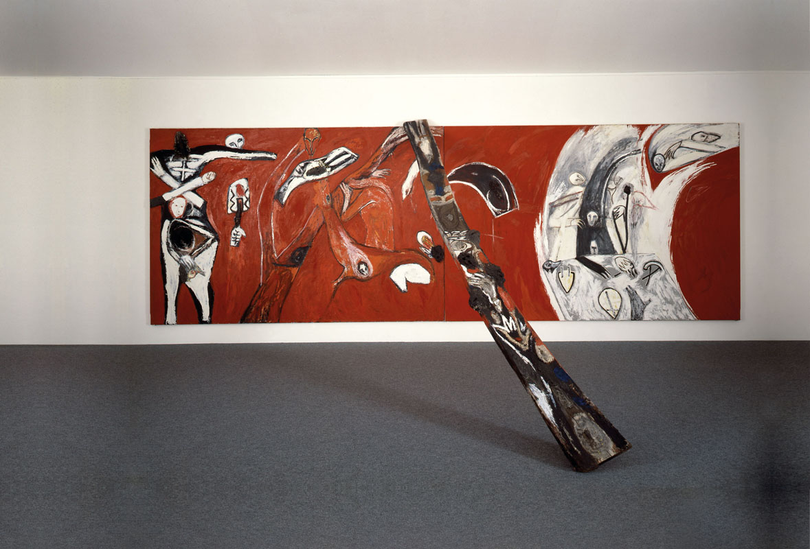 Mimmo Paladino, Ara (1982; tecnica mista e olio su tela, 200 x 600 cm; Svizzera, Collezione privata)
