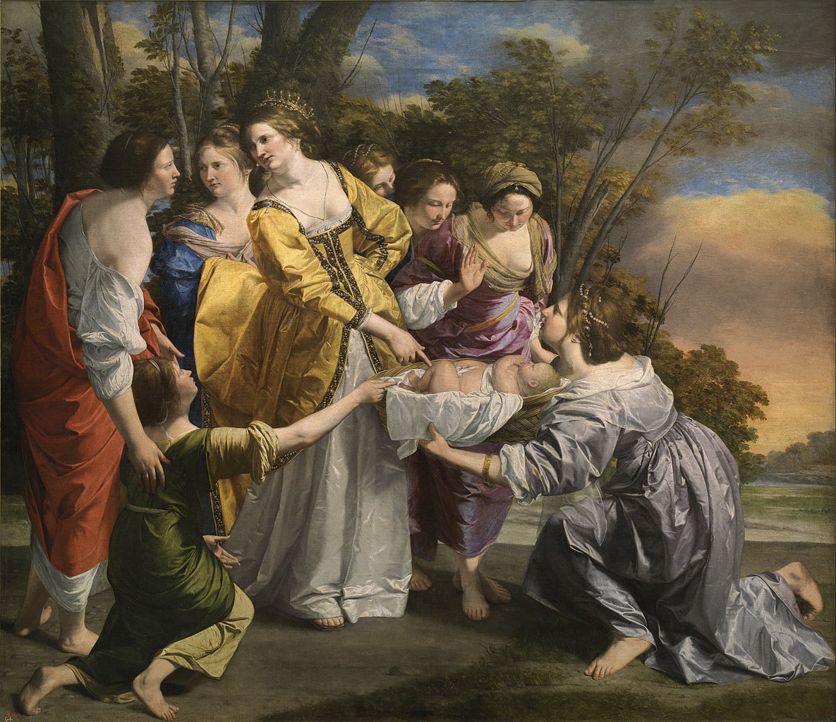 Orazio Gentileschi, Ritrovamento di Mosè (1633; olio su tela, 242 x 281 cm; Madrid, Prado)
