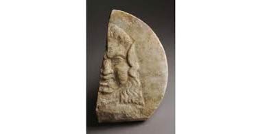 Arte romana, Oscillum con testa di satiro (marmo, diametro 19 cm; Campobasso, Museo Sannitico)