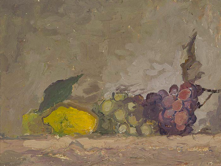 Osvaldo Licini, Natura morta con uva (1928; olio su tela; Firenze, Museo Novecento)
