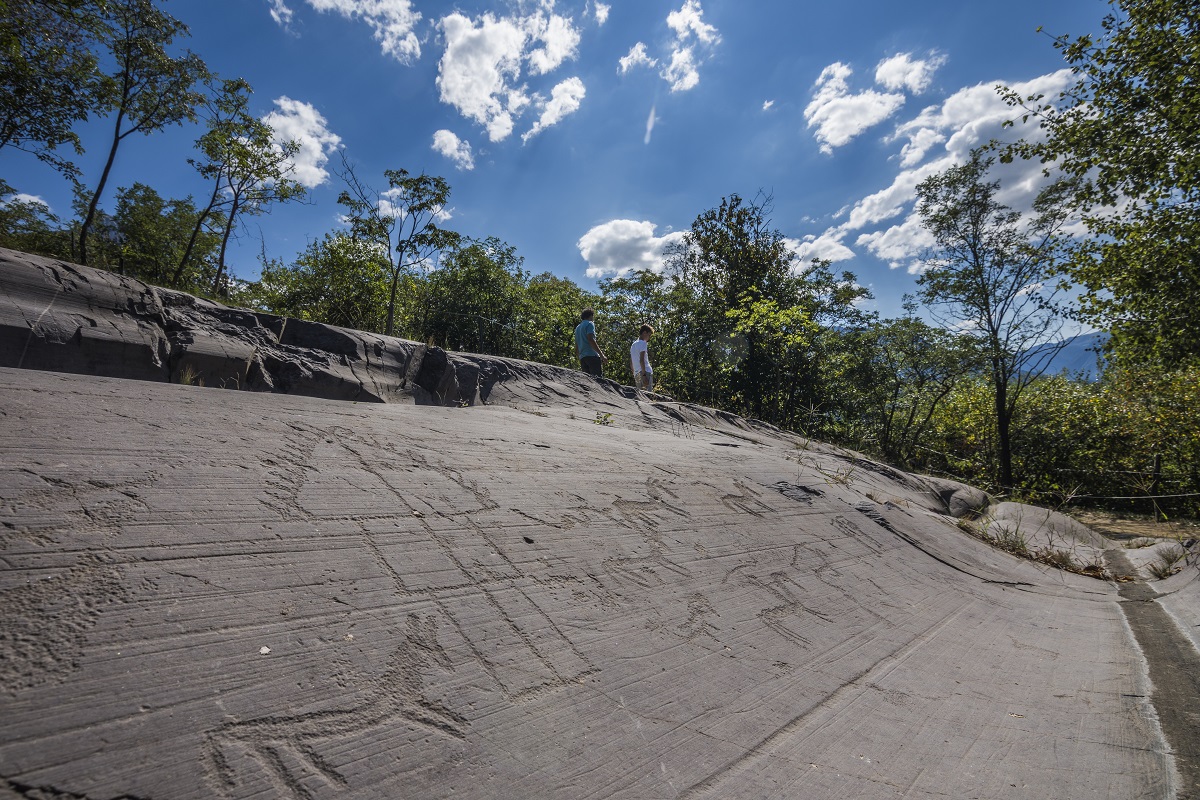 Prehistoric hunter rock engraving in Val Camonica