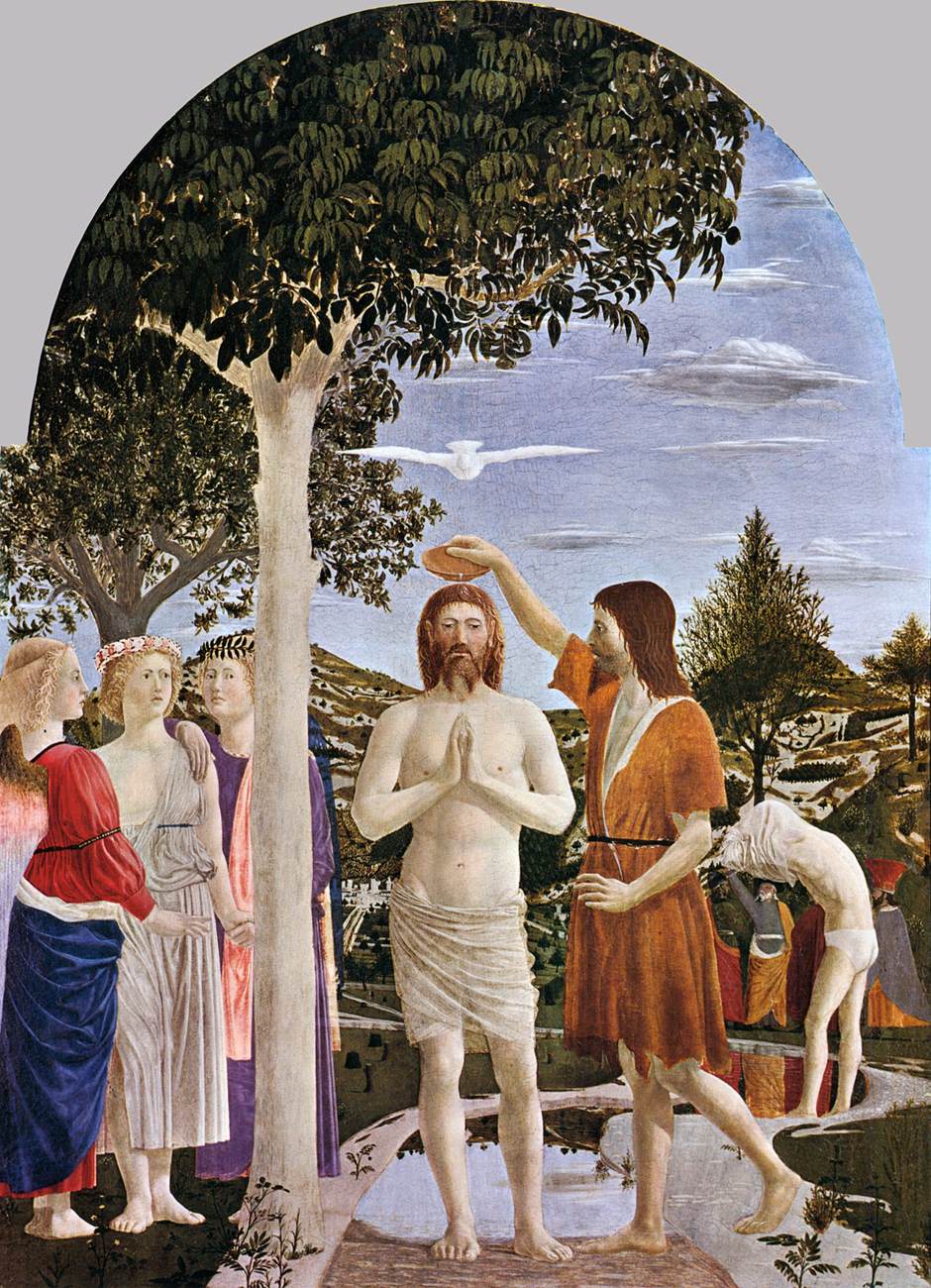 Piero della Francesca, Battesimo di Cristo (1448-1450; tempera su tavola, 167 x 116 cm; Londra, National Gallery)
