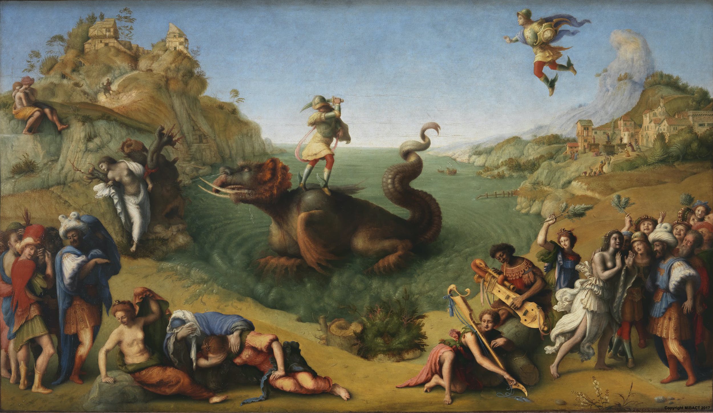 Piero di Cosimo, Perseo libera Andromeda (1510-1515; tempera su tavola, 70 x 120 cm; Firenze, Gallerie degli Uffizi)