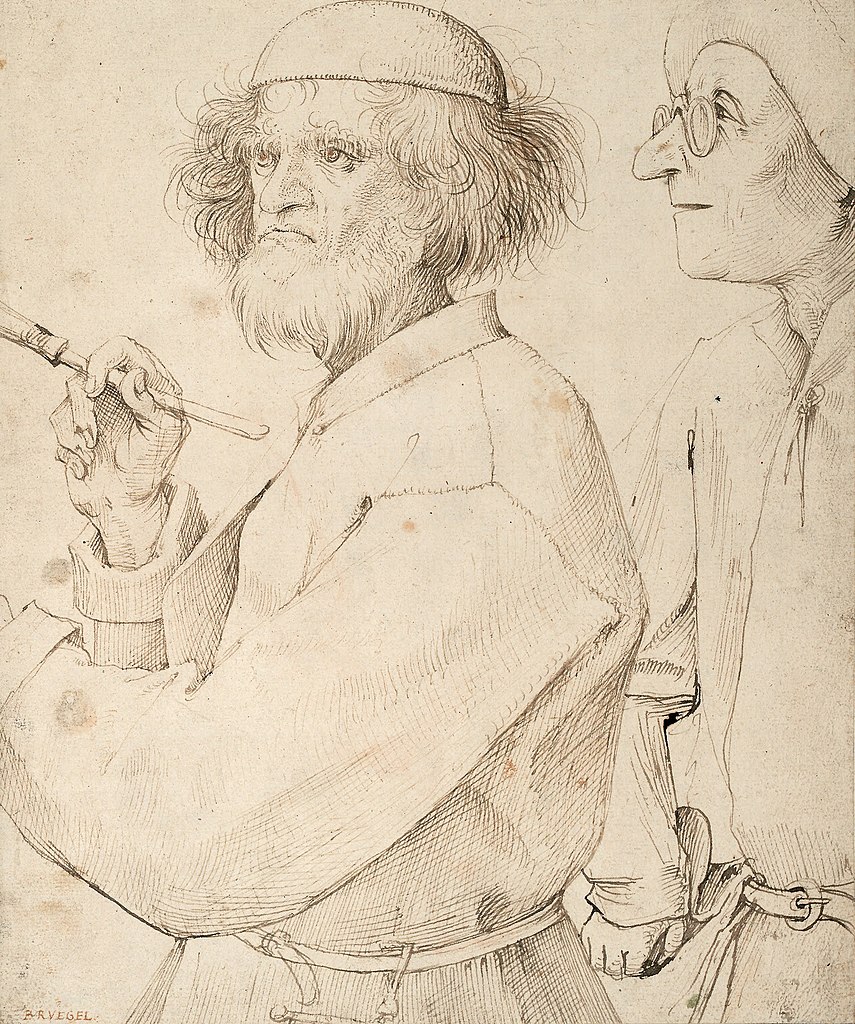 Pieter Bruegel, Presunto autoritratto con committente (1566 circa; matita e inchiostro; Vienna, Albertina)
 Pieter Bruegel, Presunto autoritratto con committente (1566 circa; matita e inchiostro; Vienna, Albertina)