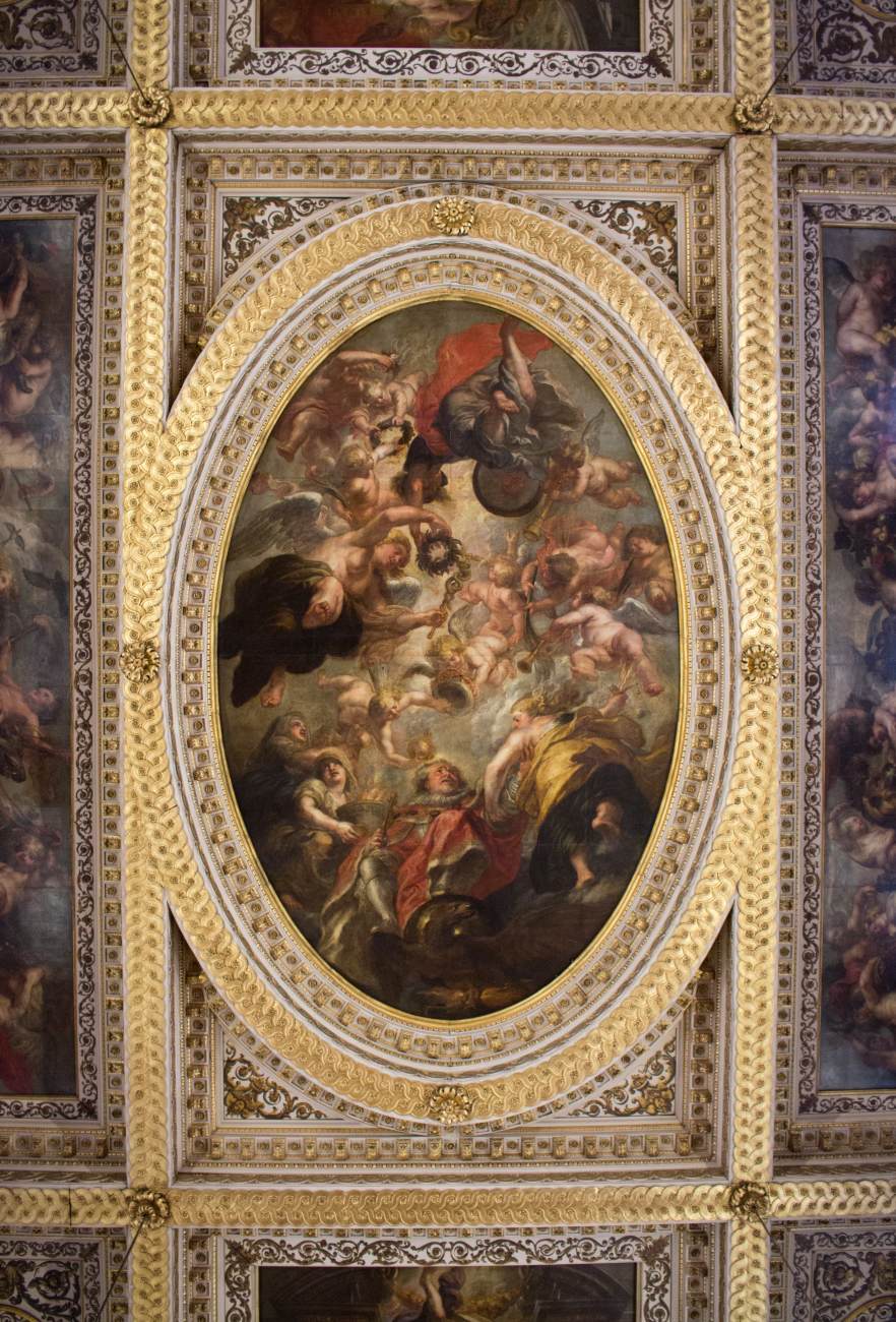 Pieter Paul Rubens, La glorificazione di Giacomo I (1633-1635; olio su tela; Londra, Banqueting House)
