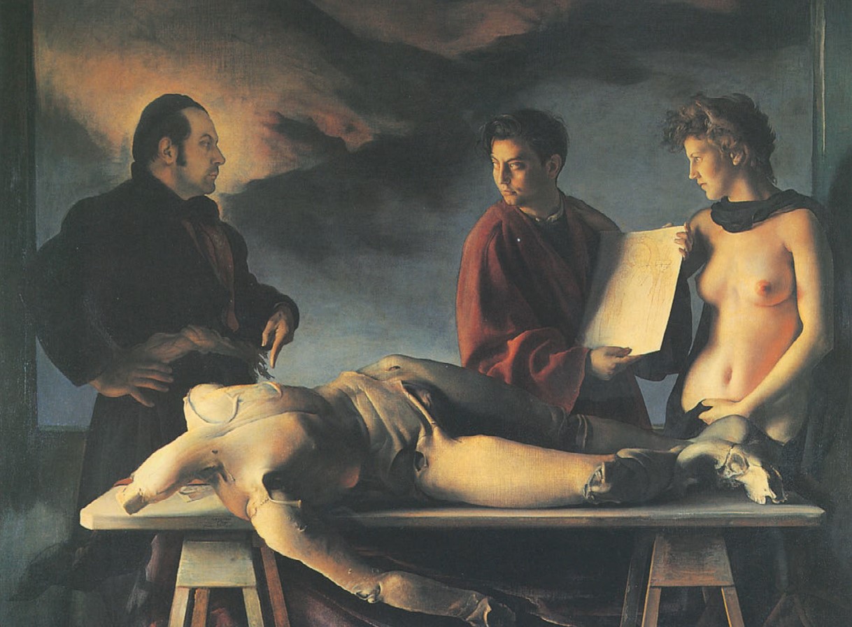 Pietro Annigoni, Direste voi che questo è l'uomo? (La lezione) (1953; tempera  grassa su tavola, 150 x 200 cm; Collezione privata)
