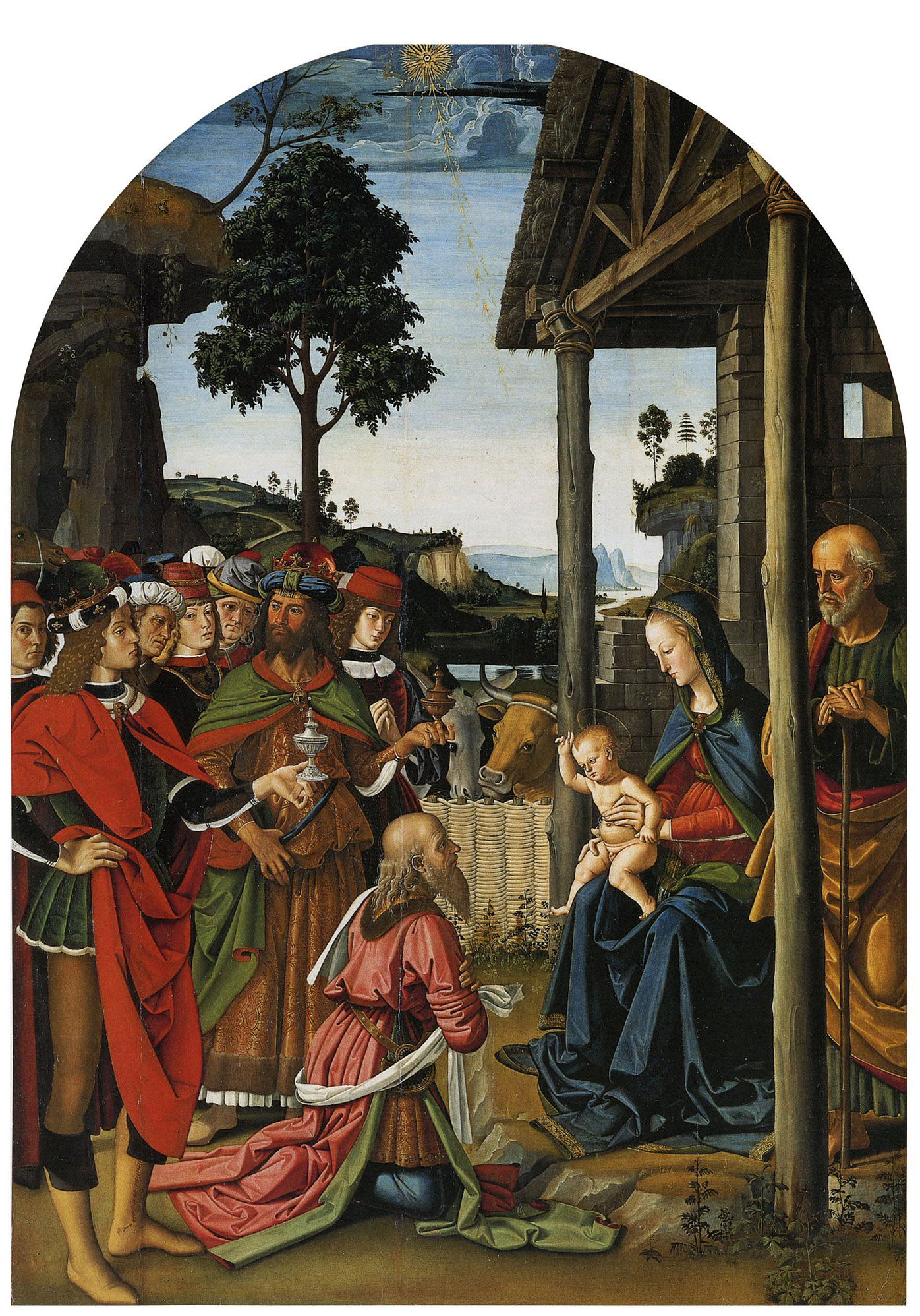 Pietro Perugino, Adorazione dei Magi (1470-1473 circa; tempera su tavola, 241 x 180 cm; Perugia, Galleria Nazionale dell'Umbria)
 Pietro Perugino, Adorazione dei Magi (1470-1473 circa; tempera su tavola, 241 x 180 cm; Perugia, Galleria Nazionale dell'Umbria)