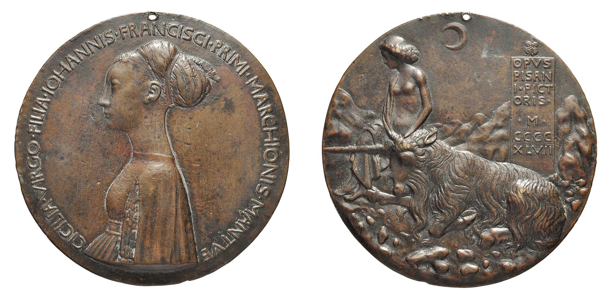 Pisanello, Cecilia Gonzaga / Fanciulla con liocorno (1447; bronzo, fusione, diametro 87 mm; Milano, Gabinetto Numismatico e Medagliere, Castello Sforzesco) © Comune di Milano
