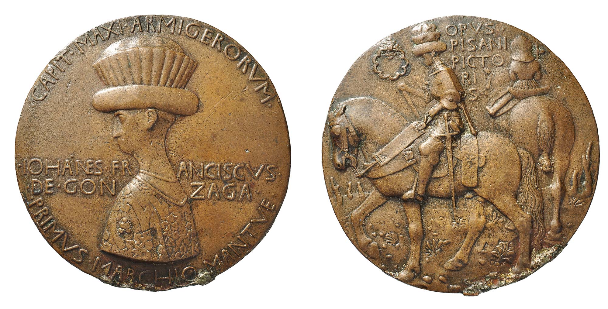 Pisanello, Gianfrancesco Gonzaga / Il marchese a cavallo (1445-1447, bronzo, fusione, diametro 99 mm; Milano, Gabinetto Numismatico e Medagliere, Castello Sforzesco) © Comune di Milano
